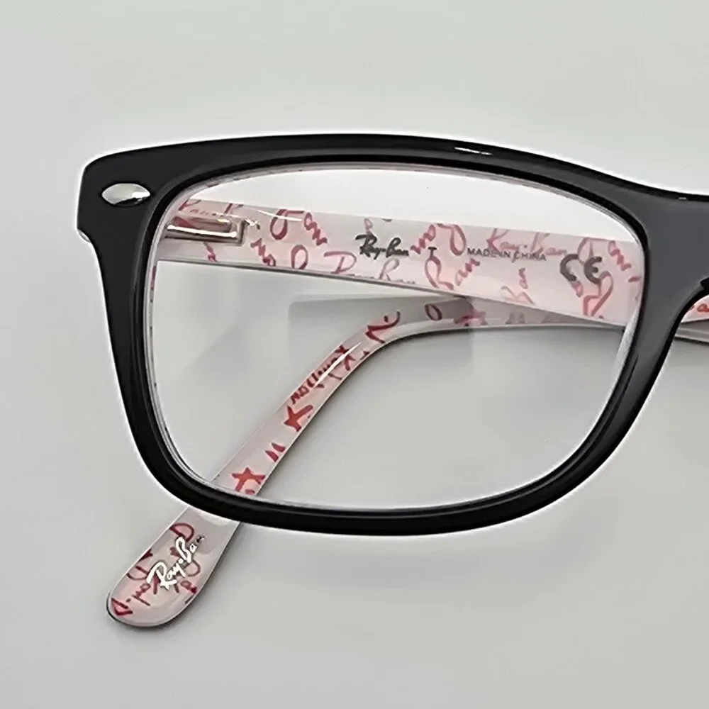 Ray-Ban RB5228 5014 Black on White Kids Eyeglasses Frame w/ Flexhinge and Case